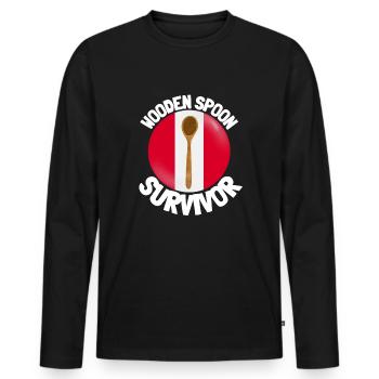 J’ai survécu à la cuillère de bois - Parenting - T-shirt manches longues Premium bio Homme - noir - Devant - Nico (187cm)