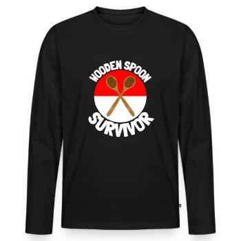 J’ai survécu à la cuillère de bois - Parenting - T-shirt manches longues Premium bio Homme - noir - Devant - Nico (187cm)