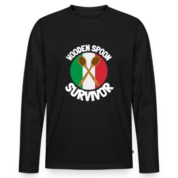 J’ai survécu à la cuillère de bois - Parenting - T-shirt manches longues Premium bio Homme - noir - Devant - Nico (187cm)
