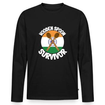 J’ai survécu à la cuillère de bois - Parenting - T-shirt manches longues Premium bio Homme - noir - Devant - Nico (187cm)