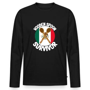 J’ai survécu à la cuillère de bois - Parenting - T-shirt manches longues Premium bio Homme - noir - Devant - Nico (187cm)