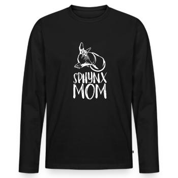Sphynx Maman Chat Sans Poils Propriétaire de Chat - T-shirt manches longues Premium bio Homme - noir - Devant - Nico (187cm)