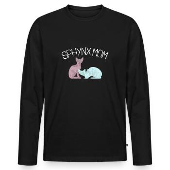 Sphynx Maman Chat Sans Poils Propriétaire de Chat - T-shirt manches longues Premium bio Homme - noir - Devant - Nico (187cm)