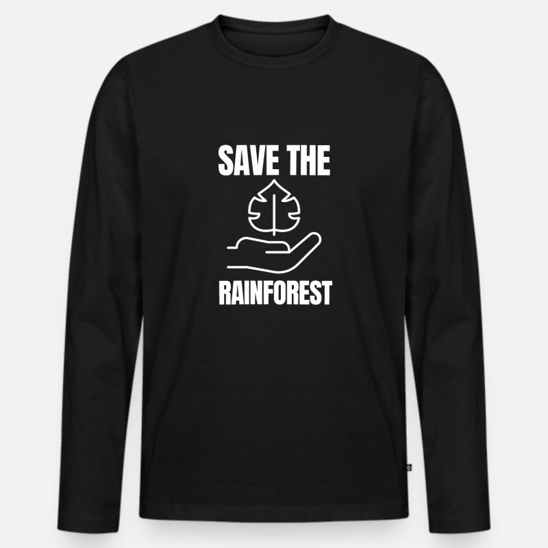 Save The Rainforest - Männer Premium Bio Langarmshirt - Schwarz