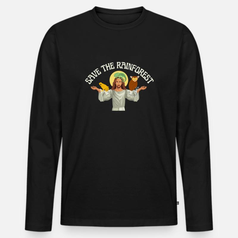 Save The Rainforest - Männer Premium Bio Langarmshirt - Schwarz