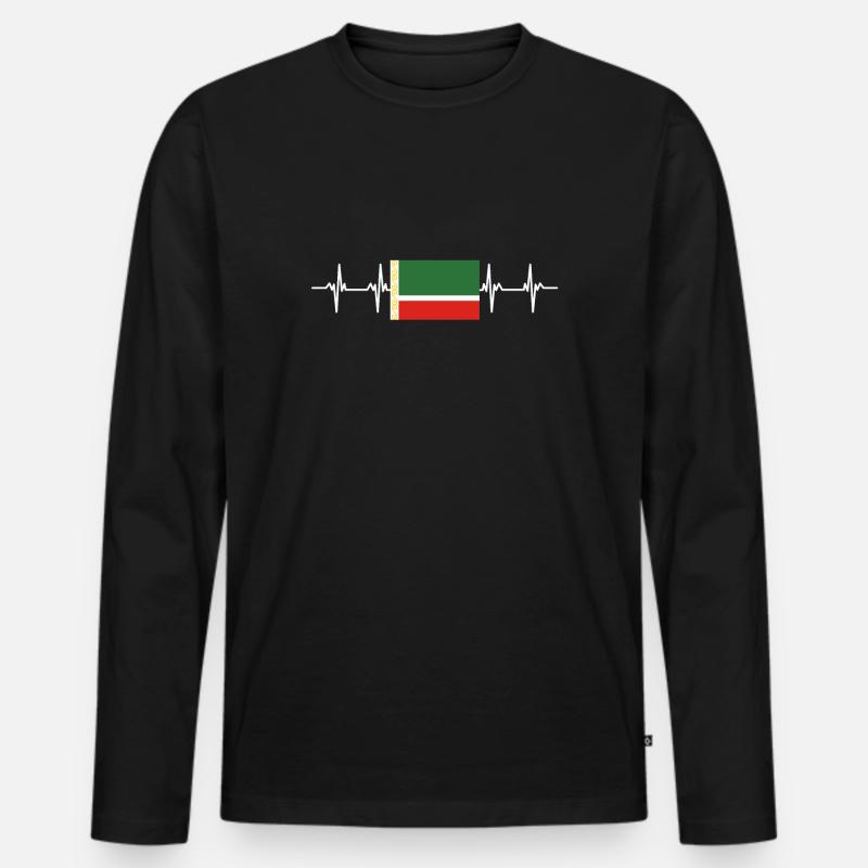 Russian Flag - Chechnya - Männer Premium Bio Langarmshirt - Schwarz