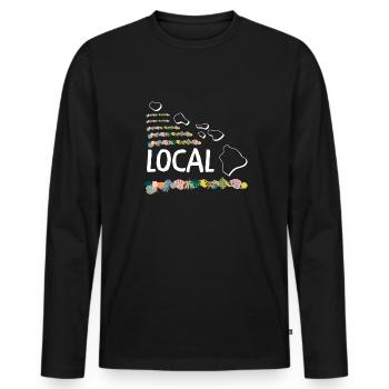 Île de Waikiki Honolulu - T-shirt manches longues Premium bio Homme - noir - Devant - Nico (187cm)