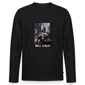 NY Stock Exchange Bull - Men's Premium Organic Long Sleeve Shirt - black - Front - Nico (187cm)