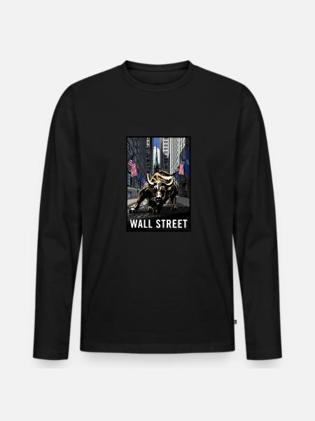 NY Stock Exchange Bull - Men's Premium Organic Long Sleeve Shirt - black
