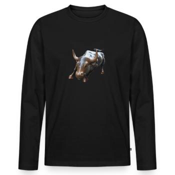 NY Stock Exchange Bull - Men's Premium Organic Long Sleeve Shirt - black - Front - Nico (187cm)