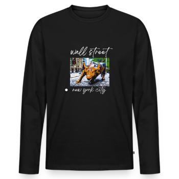 NY Stock Exchange Bull - Men's Premium Organic Long Sleeve Shirt - black - Front - Nico (187cm)