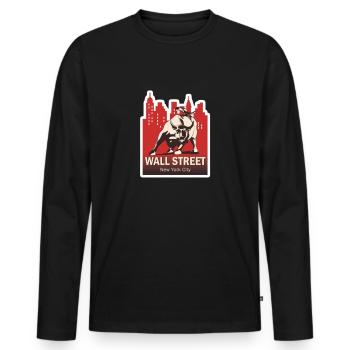 NY Stock Exchange Bull - Men's Premium Organic Long Sleeve Shirt - black - Front - Nico (187cm)