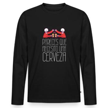 Funny Drinking - You look like I need another beer - Männer Premium Bio Langarmshirt - Schwarz - Vorne - Nico (187cm)