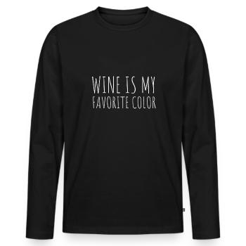 Dégustation de vin - Le vin est ma couleur préférée - T-shirt manches longues Premium bio Homme - noir - Devant - Nico (187cm)