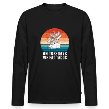 On Tuesday we eat tacos - Men's Premium Organic Long Sleeve Shirt - black - Front - Nico (187cm)
