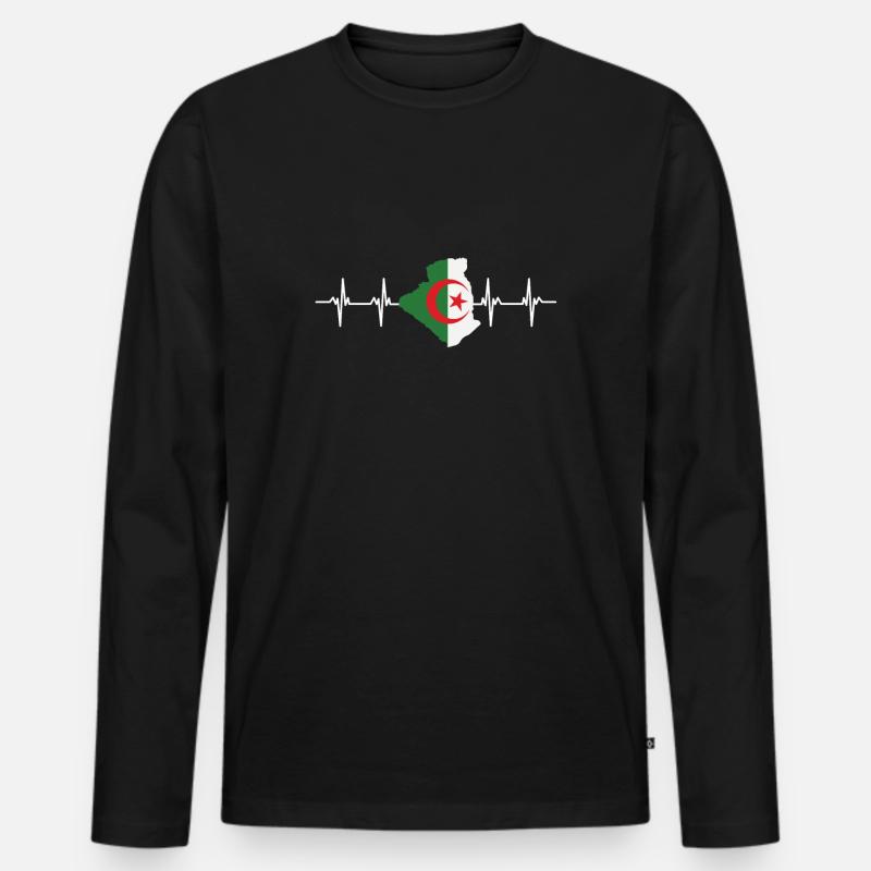 African Flag - Algeria - Männer Premium Bio Langarmshirt - Schwarz