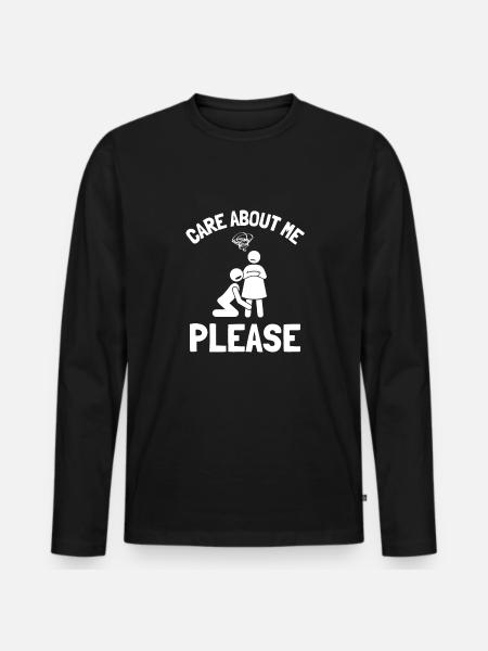 Care about me please - Männer Premium Bio Langarmshirt - Schwarz