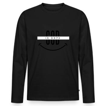 Chrétien - Dieu est noir et rouge - T-shirt manches longues Premium bio Homme - noir - Devant - Nico (187cm)