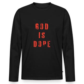 Chrétien - Dieu est noir et rouge - T-shirt manches longues Premium bio Homme - noir - Devant - Nico (187cm)