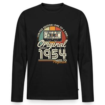 Vintage 1954 Birthday Vintage Retro Gift - Men's Premium Organic Long Sleeve Shirt - black - Front - Nico (187cm)