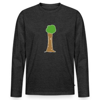 arbre, icône, nature, vert, plante - T-shirt manches longues Premium bio Homme - anthracite chiné - Devant - Nico (187cm)