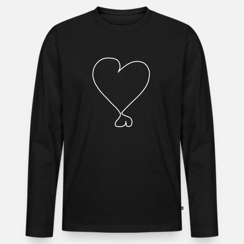 zwei Herzen Herz - Männer Premium Bio Langarmshirt - Schwarz