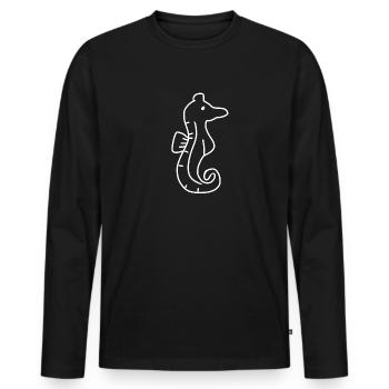 Seepferdchen Meerestier Tiere Tier - Männer Premium Bio Langarmshirt - Schwarz - Vorne - Nico (187cm)