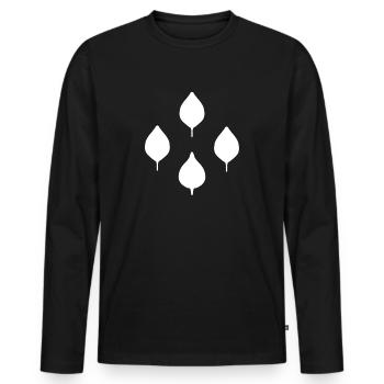 vier Blätter blatt natur - Männer Premium Bio Langarmshirt - Schwarz - Vorne - Nico (187cm)