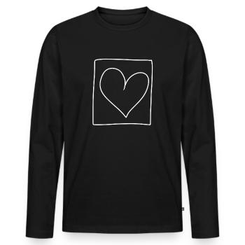 Coeur Carré Symbole Forme Amour - T-shirt manches longues Premium bio Homme - noir - Devant - Nico (187cm)