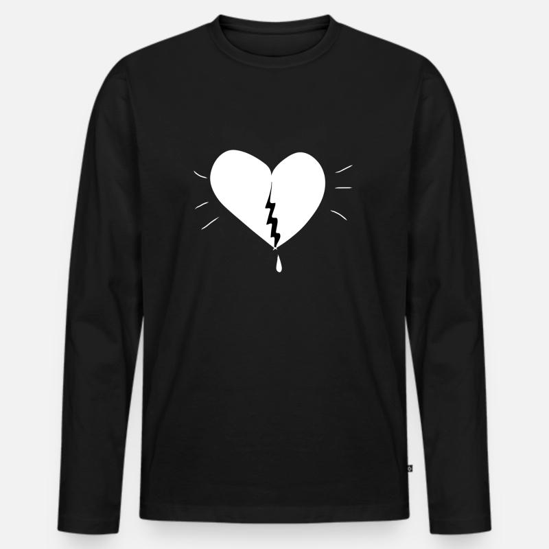 herz gebrochen schmerzen schmerz - Männer Premium Bio Langarmshirt - Schwarz
