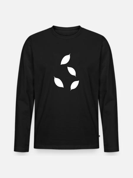 Four Leaves Leaf Icon Pattern - Men's Premium Organic Long Sleeve Shirt - black