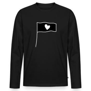 Drapeau Coeur Amour Symbole Forme - T-shirt manches longues Premium bio Homme - noir - Devant - Nico (187cm)