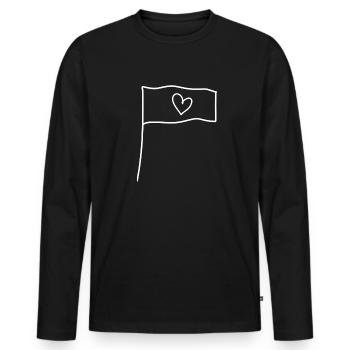 Drapeau Symbole Forme Coeur Amour - T-shirt manches longues Premium bio Homme - noir - Devant - Nico (187cm)