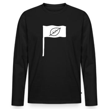 symbol flagge stange blatt natur - Männer Premium Bio Langarmshirt - Schwarz - Vorne - Nico (187cm)