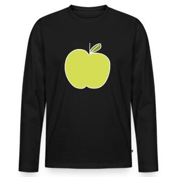 Pomme Aliment Symbole Forme Vert - T-shirt manches longues Premium bio Homme - noir - Devant - Nico (187cm)