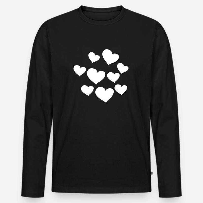 herz muster herzen symbol liebe - Männer Premium Bio Langarmshirt - Schwarz