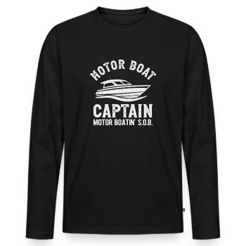 Motor Boat Captain Motor Boating - Men's Premium Organic Long Sleeve Shirt - black - Front - Nico (187cm)