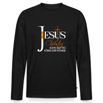 Jésus-Christ Roi le Roi - T-shirt manches longues Premium bio Homme - noir - Devant - Nico (187cm)