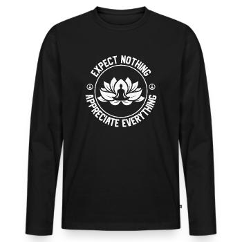 Yogalehrer Instruktor - ERWARTE NICHTS WERTSCHÄTZUNG - Männer Premium Bio Langarmshirt - Schwarz - Vorne - Nico (187cm)