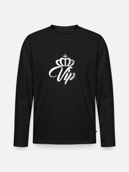 Vip Krone - Männer Premium Bio Langarmshirt - Schwarz