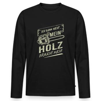Kettensäge Holzfäller Geschenk - Männer Premium Bio Langarmshirt - Schwarz - Vorne - Nico (187cm)