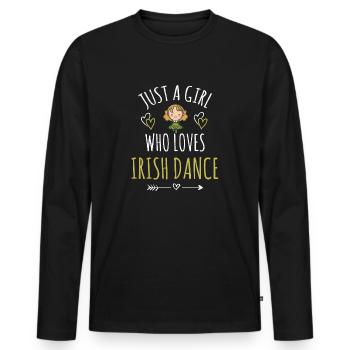 Irisches Tanzmädchen | Irish Dancing St. Patricks - Männer Premium Bio Langarmshirt - Schwarz - Vorne - Nico (187cm)