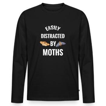 Distrait par les amoureux des mites, les amoureux des insectes - T-shirt manches longues Premium bio Homme - noir - Devant - Nico (187cm)