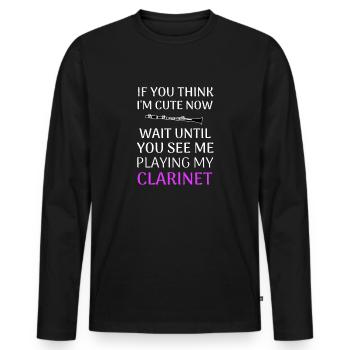 Clarinette clarinette clarinette cadeau femmes - T-shirt manches longues Premium bio Homme - noir - Devant - Nico (187cm)