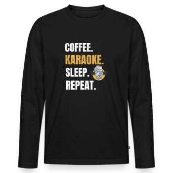 Karaoke & Coffee | Karaoke Lover Karaoke Party - Men's Premium Organic Long Sleeve Shirt - black - Front - Nico (187cm)