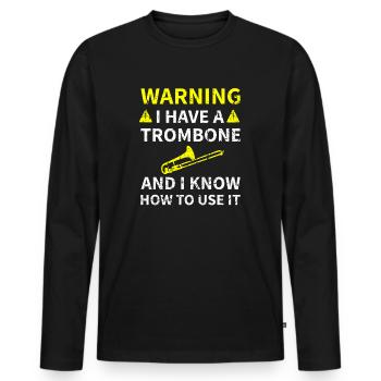 Gift for trombone player | Trombone trombone - Men's Premium Organic Long Sleeve Shirt - black - Front - Nico (187cm)