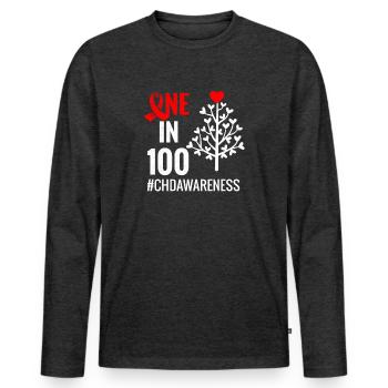 CHD Awareness Shirt | CHD Congenital heart defect - Men's Premium Organic Long Sleeve Shirt - heather anthracite - Front - Nico (187cm)
