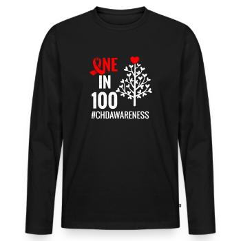 CHD Awareness Shirt | CHD Congenital heart defect - Men's Premium Organic Long Sleeve Shirt - black - Front - Nico (187cm)