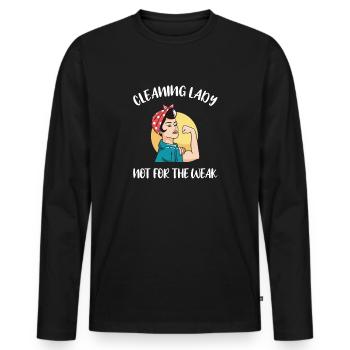 Femme de ménage Ménage - T-shirt manches longues Premium bio Homme - noir - Devant - Nico (187cm)
