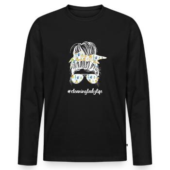 Femme de ménage Ménage - T-shirt manches longues Premium bio Homme - noir - Devant - Nico (187cm)